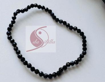 Preview: Armband Schörl – Schwarzer Turmalin mit facettierten 6mm Kugeln, elastisch, ca. 19cm